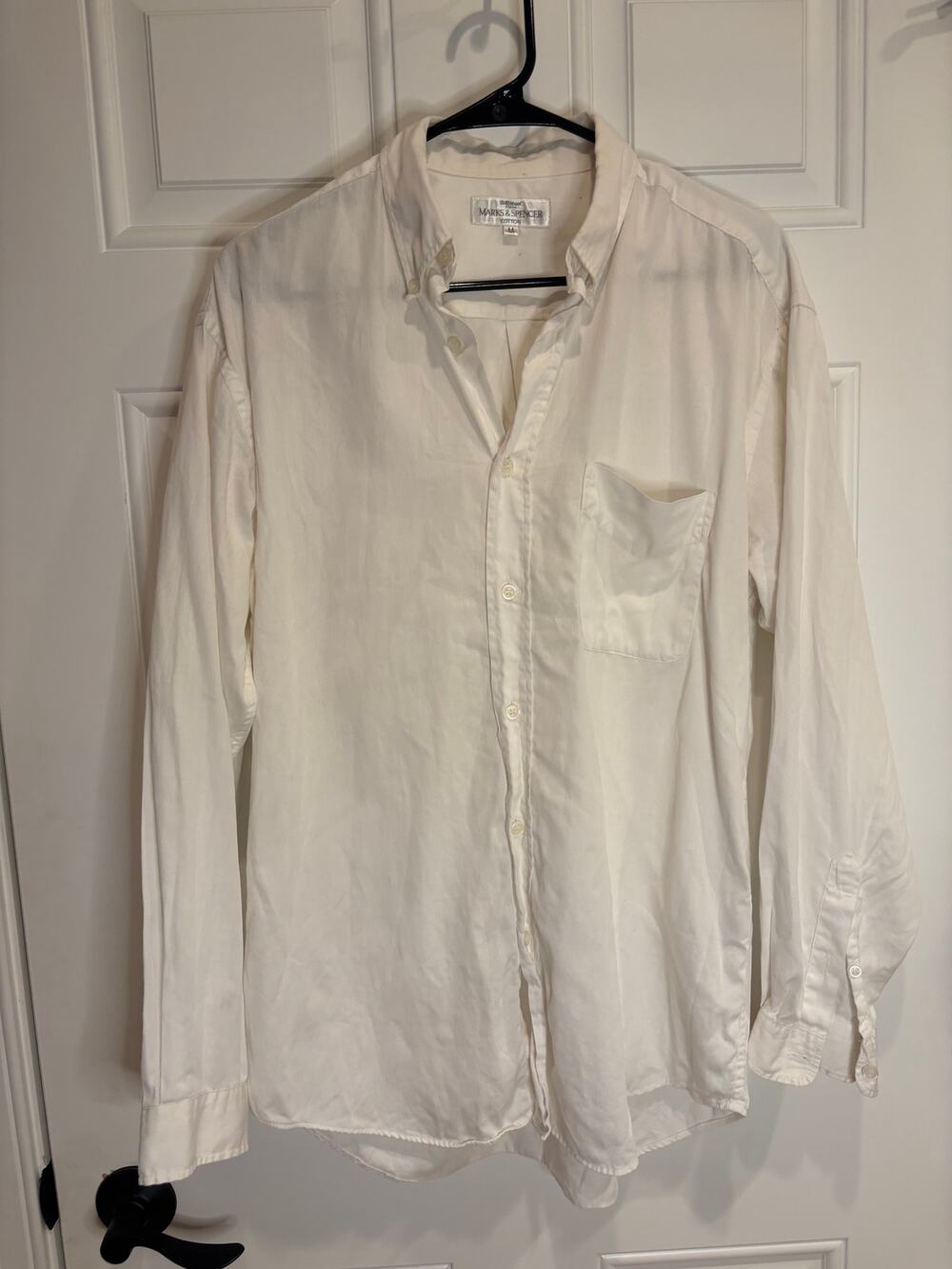 Vintage St Michael from Marks & Spencer White Textured Button-Up Shirt – Medium